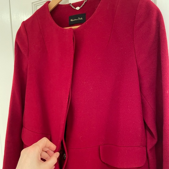 Massimo Dutti red crewneck wool coat in red - Picture 3 of 11